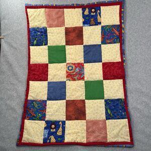 Linus Project Handmade Patchwork Blanket Quilt 26"x36" stars ducks